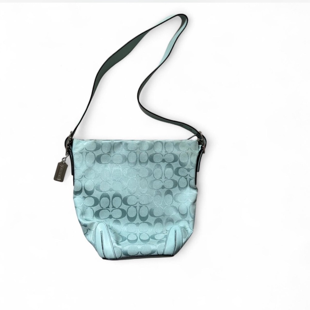 Vintage Coach monogram Aqua Signature Crossbody Shoulder Bag